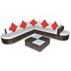 vidaXL 8 Piece Garden Lounge Set with Cushions Poly Rattan Brown