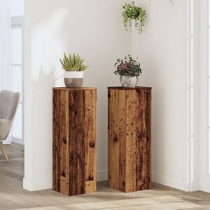 vidaXL Plant Stand 2 pcs Old Wood 25 x 25 x 80 cm Engineered Wood