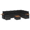 vidaXL 9 Piece Garden Sofa Set with Cushions Black Poly Rattan