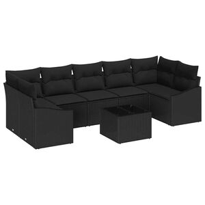 vidaXL Sofa Set with Cushion Manual Black 55 x 55 x 37 cm Poly Rattan