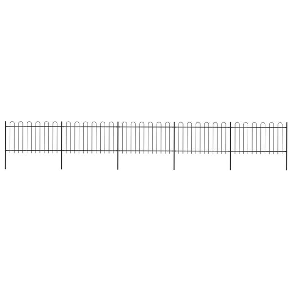 vidaXL Garden Fence with Hoop Top Steel 892.5x100 cm Black