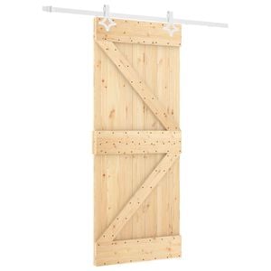 vidaXL Sliding Door Natural and White 80 x 210 cm Solid Pine Wood
