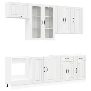 vidaXL Kitchen Unit LUCCA 8 pcs High Gloss White Engineered Wood