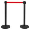vidaXL Stanchions with Belts 4 pcs Airport Barrier Iron Black