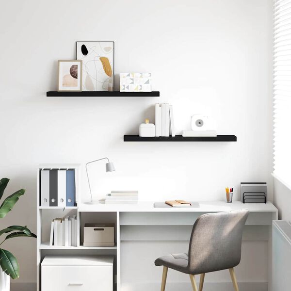 vidaXL Floating Wall Shelves 2 pcs Black 90x23.5x3.8 cm MDF