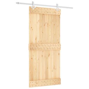 vidaXL Sliding Door Natural and White 95 x 210 cm Solid Pine Wood