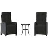 vidaXL 3 Piece Bistro Set with Cushions Black Poly Rattan
