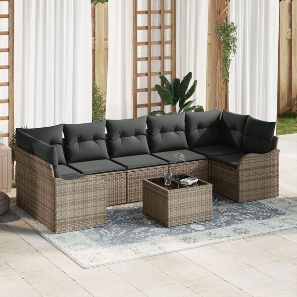 vidaXL Garden Sofa Set Grey 55 x 55 x 37 cm Poly Rattan
