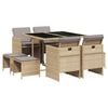 vidaXL 9 Piece Garden Dining Set with Cushions Mix Beige Poly Rattan