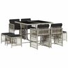 vidaXL 9 Piece Garden Dining Set with Cushions Light Grey Poly Rattan