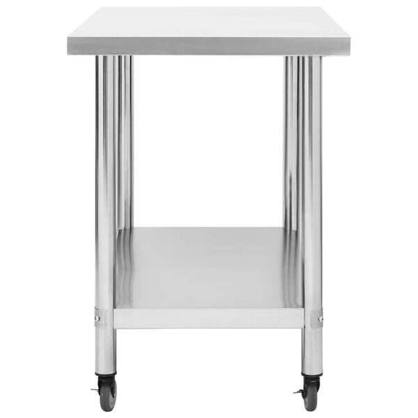 vidaXL Kitchen Work Table with Wheels 100x60x85 cm Stainless Steel