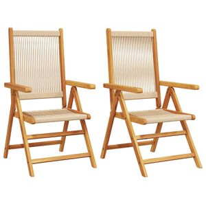 vidaXL Garden Chairs 2 pcs Beige Solid Wood Acacia and Polypropylene
