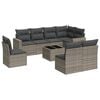 vidaXL 9 Piece Garden Sofa Set with Cushions Grey Poly Rattan