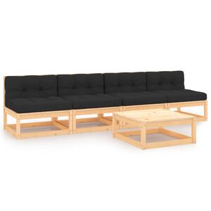 vidaXL 5 Piece Garden Lounge Set with Cushions Solid Pinewood