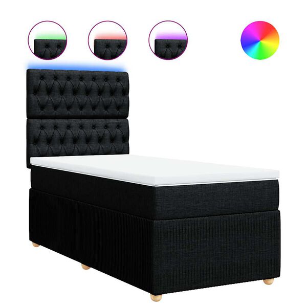 vidaXL Box Spring Bed with Mattress Black King Single Fabric