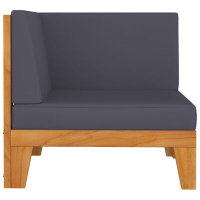 vidaXL 2-Seater Sofa with Dark Grey Cushions Solid Acacia Wood