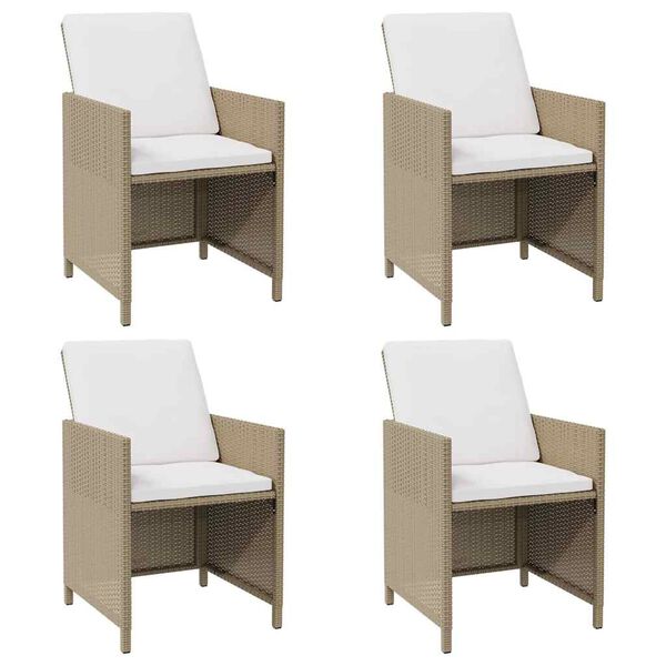 vidaXL Garden Chairs with Cushions 4 pcs Poly Rattan Beige