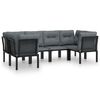 vidaXL 6 Piece Garden Lounge Set Black and Grey Poly Rattan