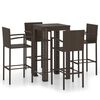 vidaXL 5 Piece Outdoor Bar Set with Armrest Poly Rattan Brown