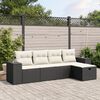 vidaXL 5 Piece Garden Sofa Set with Cushions Black Poly Rattan
