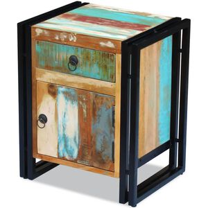 vidaXL Bedside Cabinet | Multicolour | Reclaimed Wood | Regular