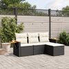 vidaXL 4 Piece Garden Sofa Set with Cushions Black Poly Rattan