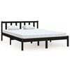 vidaXL Bed Frame without Mattress Black Solid Wood Pine King Size