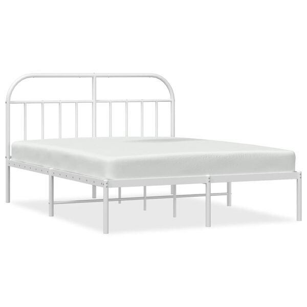 vidaXL Metal Bed Frame without Mattress with Headboard White 180x200cm