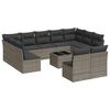 vidaXL 12 Piece Garden Sofa Set with Cushions Grey Poly Rattan