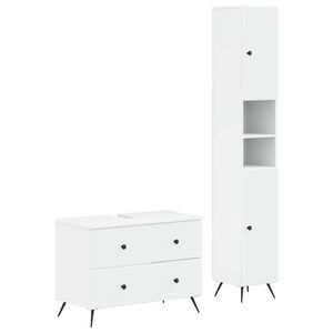 vidaXL 2 Piece Bathroom Cabinet Set BREDA White Engineered Wood