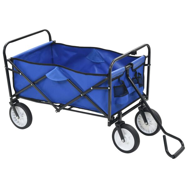 vidaXL Folding Hand Trolley Steel Blue