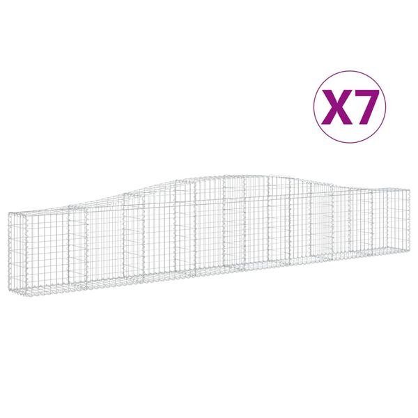 vidaXL Arched Gabion Baskets 7 pcs 400x30x60/80 cm Galvanised Iron