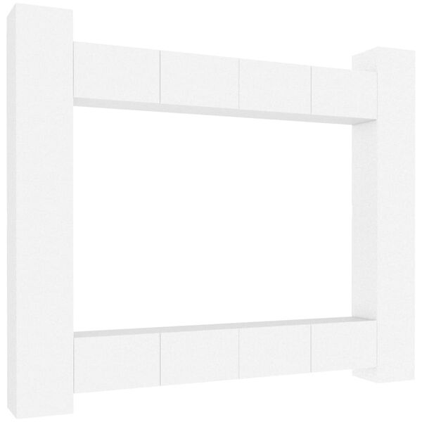 vidaXL 8 Piece TV Cabinet Set White Engineered Wood