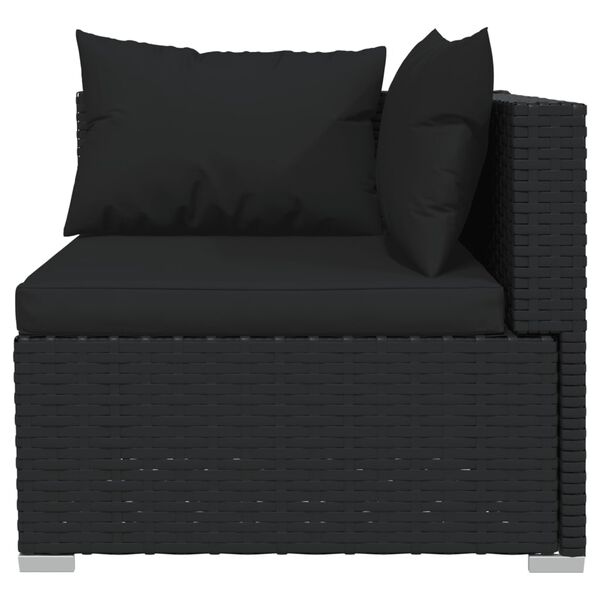 vidaXL 4 Piece Garden Lounge Set with Cushions Poly Rattan Black
