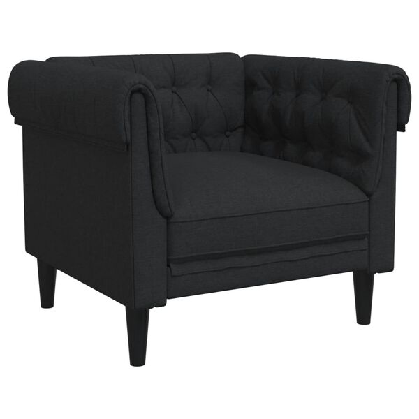 vidaXL 3 Piece Sofa Set Black Fabric