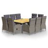 vidaXL 11 Piece Garden Dining Set Poly Rattan Grey
