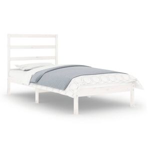 vidaXL Bed Frame | White | Solid pine wood, Plywood | Single | Durable