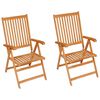 vidaXL Garden Chairs 2 pcs with Green Cushions Solid Teak Wood