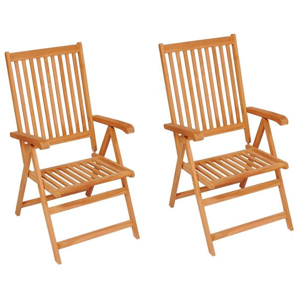 vidaXL Garden Chairs 2 pcs with Green Cushions Solid Teak Wood