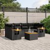 vidaXL 7 Piece Garden Sofa Set with Cushions Black Poly Rattan