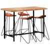 vidaXL 5 Piece Bar Set Solid Wood and Real Leather