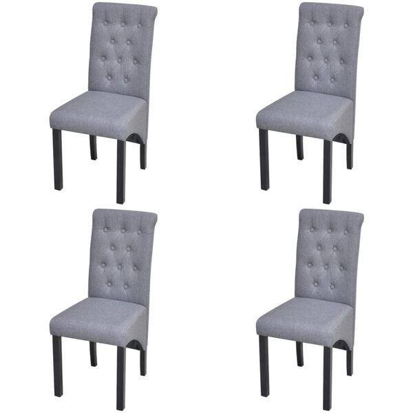 vidaXL Dining Chairs 4 pcs Light Grey Fabric