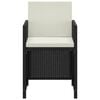 vidaXL 3 Piece Garden Dining Set with Cushions Poly Rattan Black