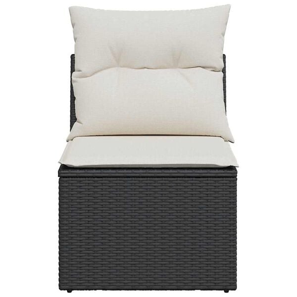 vidaXL Garden Chair Armless with Cushions Black Poly Rattan