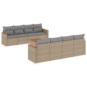 vidaXL 9 Piece Garden Sofa Set with Cushions Beige Poly Rattan