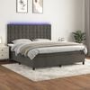 vidaXL Box Spring Bed with Mattress&LED Dark Grey 153x203 cm Queen Size Velvet