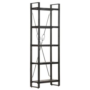 vidaXL Bookcase | Black | Solid rough mango wood, powder-coated steel | Medium