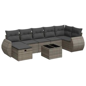 vidaXL 7 Piece Garden Sofa Set with Cushions Grey Poly Rattan
