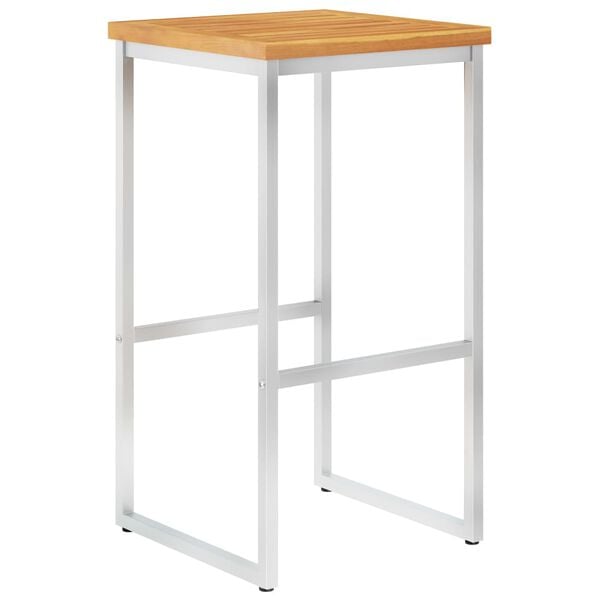 vidaXL Bar Chairs 4 pcs Solid Acacia Wood and Stainless Steel
