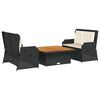 vidaXL 3 Piece Garden Lounge Set with Cushions Black Poly Rattan